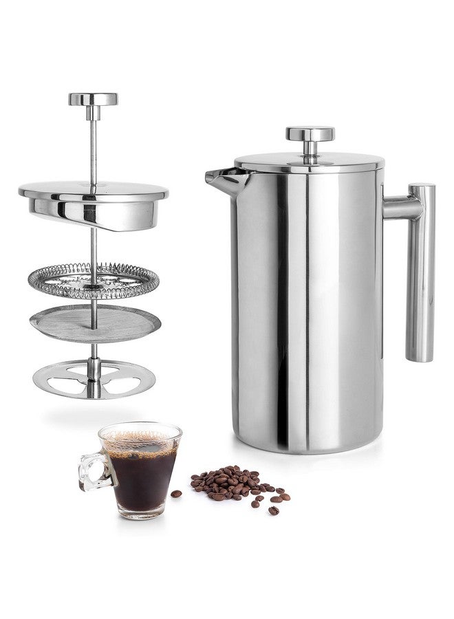 Mixpresso Stainless Steel French Press Coffee Maker 27 Oz 800 ml, Double Wall Insulated French Press Stainless Steel & Tea Brewer Easy Clean & Easy Press Strong Quality Metal Coffee Press. - Image 1