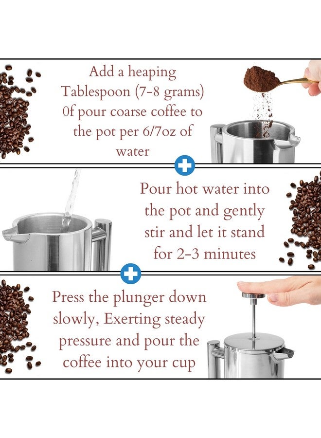 Mixpresso Stainless Steel French Press Coffee Maker 27 Oz 800 ml, Double Wall Insulated French Press Stainless Steel & Tea Brewer Easy Clean & Easy Press Strong Quality Metal Coffee Press. - Image 4