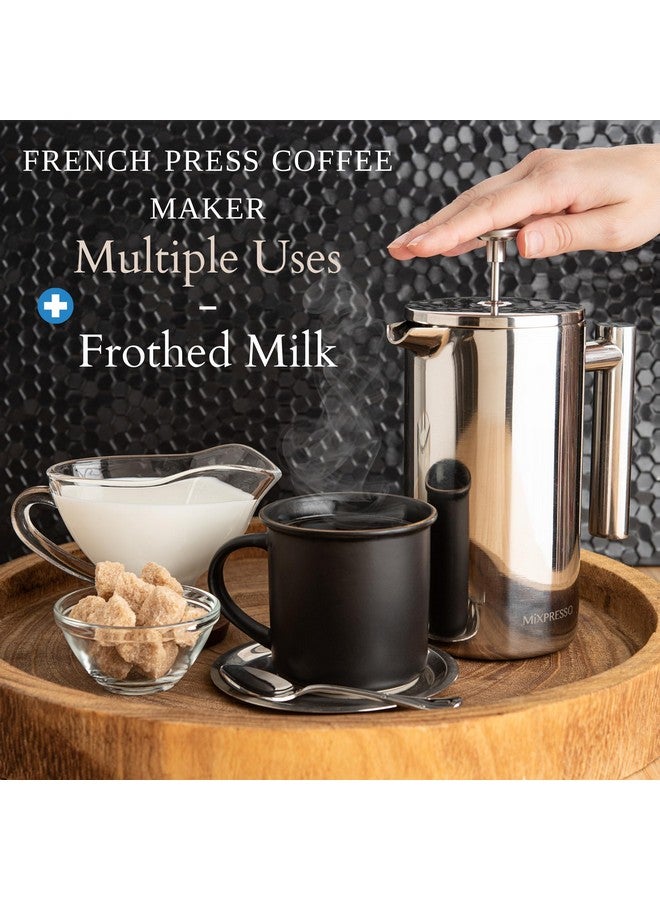 Mixpresso Stainless Steel French Press Coffee Maker 27 Oz 800 ml, Double Wall Insulated French Press Stainless Steel & Tea Brewer Easy Clean & Easy Press Strong Quality Metal Coffee Press. - Image 5