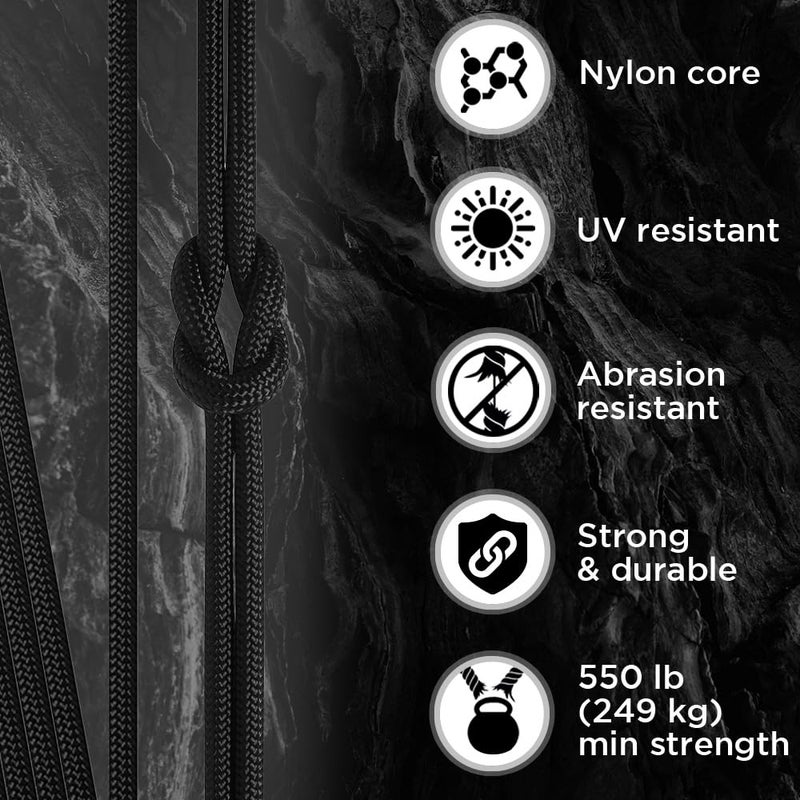 TECEUM Paracord Type III 550 Black –100 ft – 4mm – Tactical Rope MIL-SPEC – Outdoor para Cord –Camping Hiking Fishing Gear and Equipment EDC Parachute Cord Strong Survival Utility Rope 016 - Image 3
