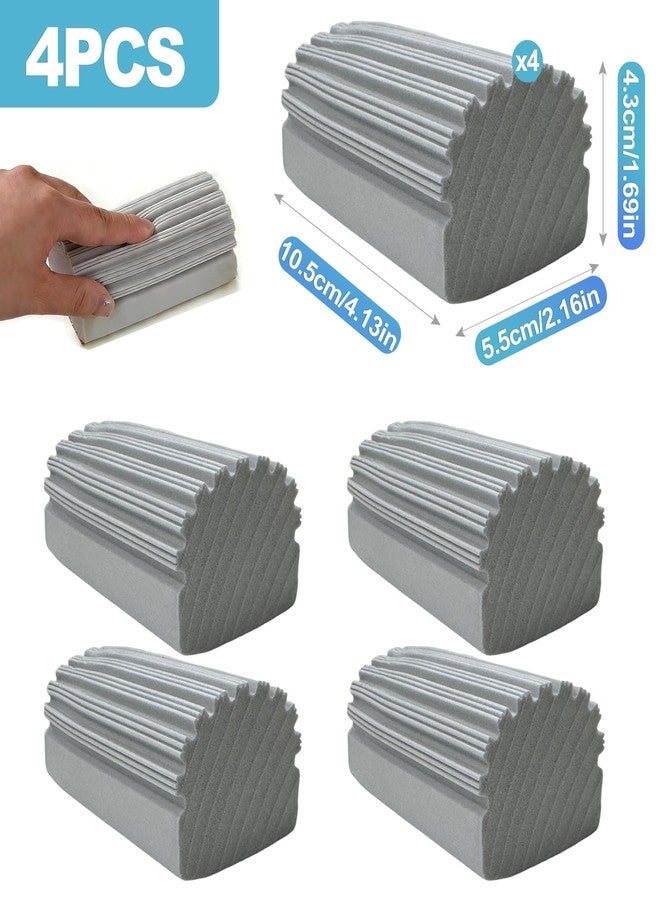 CoguZed 4 Pack Damp Clean Duster Sponge, Reusable Ridged PVA Cleaning Sponges for Dusting, All-Purpose Grooved Wet Dusting Tool for Blinds, Baseboards, Vents and Mirrors, Grey - Image 2