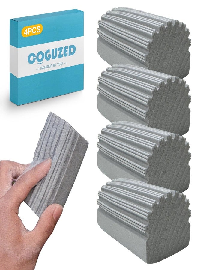 CoguZed 4 Pack Damp Clean Duster Sponge, Reusable Ridged PVA Cleaning Sponges for Dusting, All-Purpose Grooved Wet Dusting Tool for Blinds, Baseboards, Vents and Mirrors, Grey - Image 1