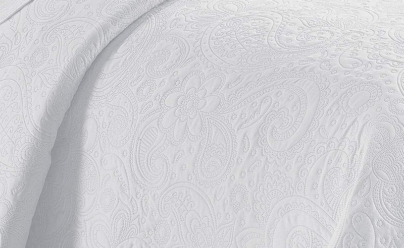 Linen Plus Embossed Coverlet Bedspread Set Oversized Solid White Full/Queen Bed Cover Bedding New # Dana - Image 2
