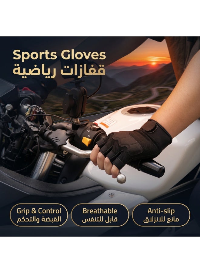 قفازات ركوب الدراجات، قفازات بدون اصابع للرجال والنساء، قفازات ركوب الدراجات مع بطانة ماصة للصدمات، قفازات ركوب الدراجات الجبلية نصف اصبع لركوب الدراجات والتمارين الرياضية (اسود مقاس M) - Image 2