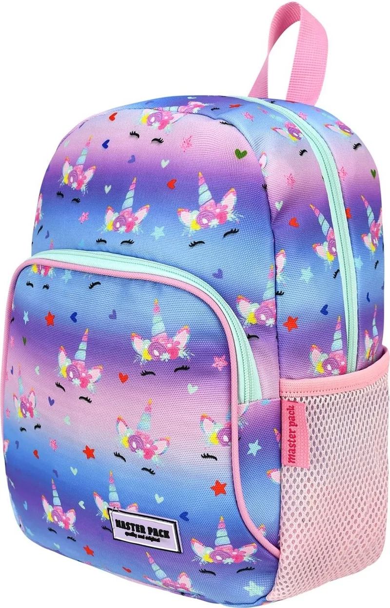 اسبويك New Season Unicorn Patterned Water Bottle Pocket Girl Kindergarten Nursery Backpack
