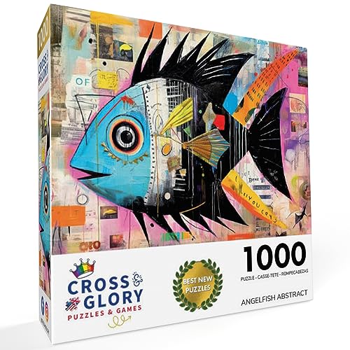 Cross & Glory Cross Glory Angelfish Abstract 1000 Piece Jigsaw Puzzle for Adults Vibrant Artistic Marine Design Unique Gift Challenging Brain Teaser - Image 5