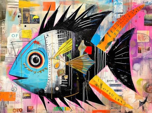 Cross & Glory Cross Glory Angelfish Abstract 1000 Piece Jigsaw Puzzle for Adults Vibrant Artistic Marine Design Unique Gift Challenging Brain Teaser - Image 1