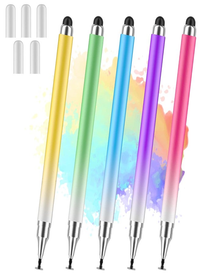 AmberVec Stylus Pens for Touch Screens, Universal 2 in 1 Stylus Pen for iPad Compatible with iPhone, iPad, Android, Microsoft Tablets, Phones, Surface,[5 Pack]-Blue,Green,Pink,Purple,Yellow - Image 1