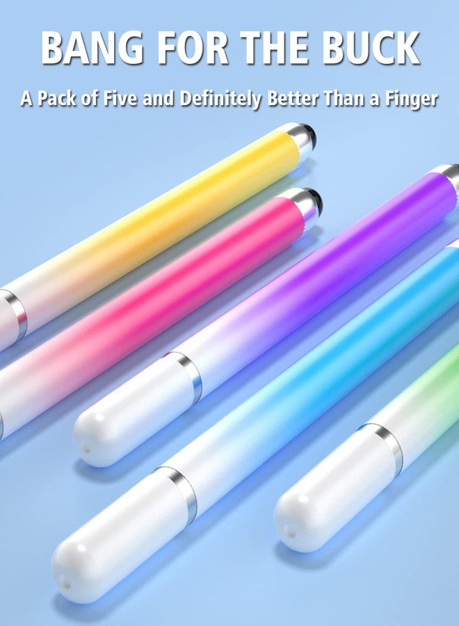 AmberVec Stylus Pens for Touch Screens, Universal 2 in 1 Stylus Pen for iPad Compatible with iPhone, iPad, Android, Microsoft Tablets, Phones, Surface,[5 Pack]-Blue,Green,Pink,Purple,Yellow - Image 5