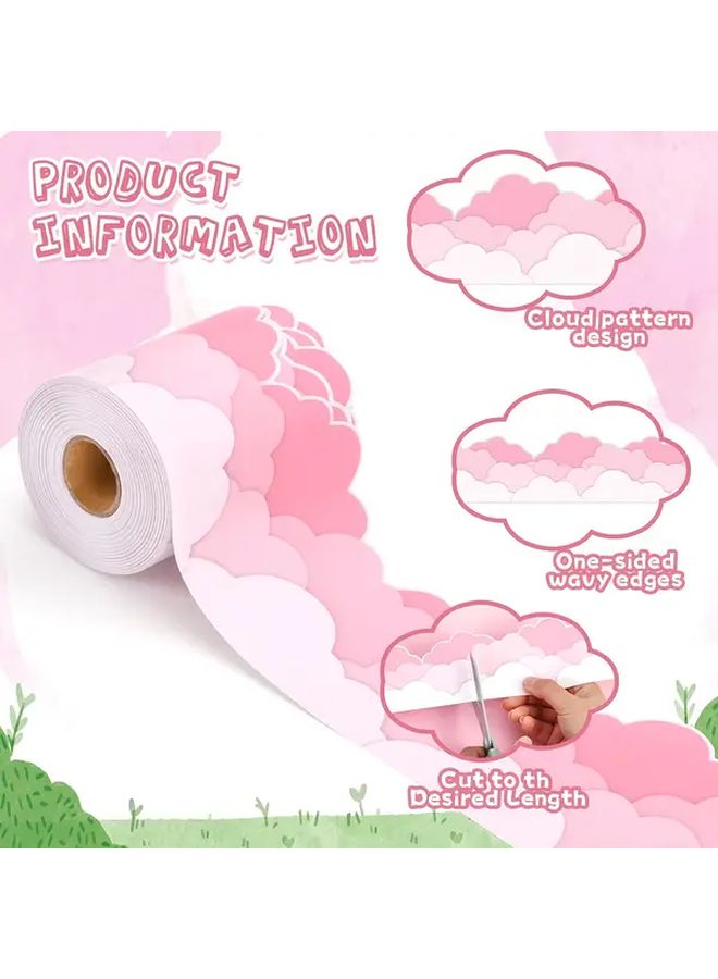 Pink Cloud Bulletin Board Borders Easy Peel Stick Wall Decals For Classroom Office - Image 4