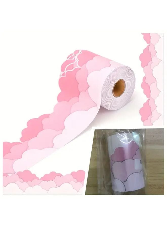 Pink Cloud Bulletin Board Borders Easy Peel Stick Wall Decals For Classroom Office - Image 1