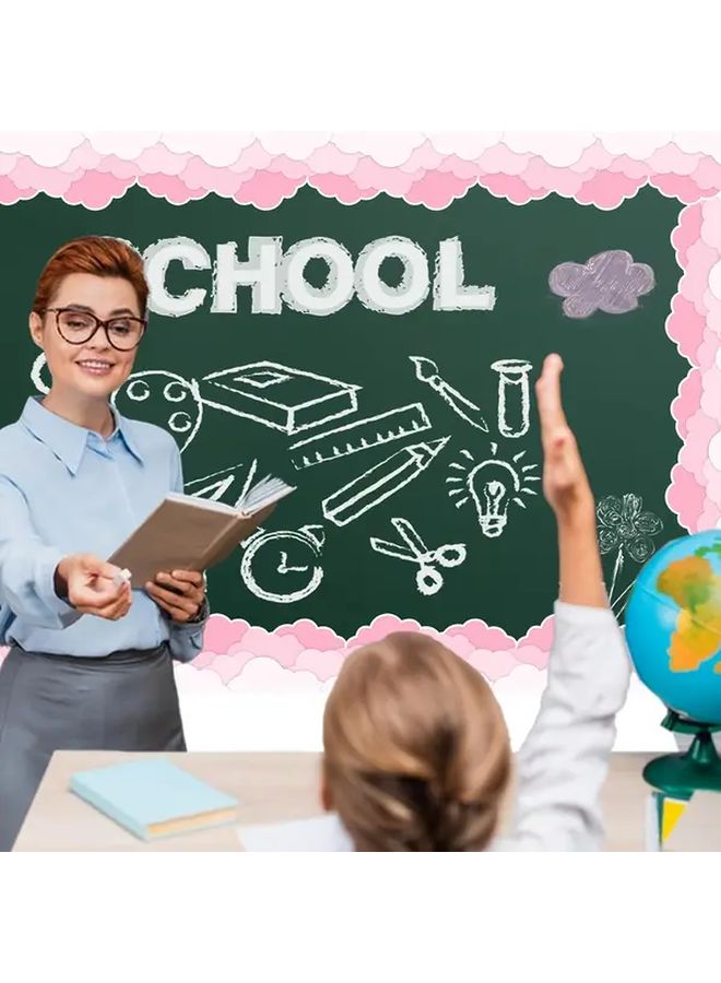 Pink Cloud Bulletin Board Borders Easy Peel Stick Wall Decals For Classroom Office - Image 3