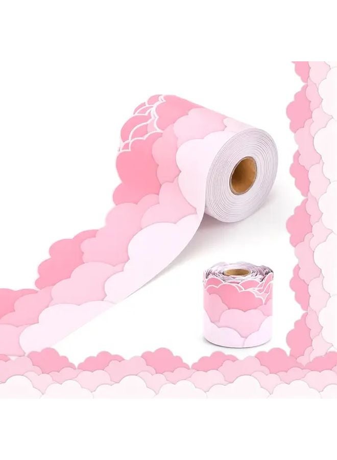Pink Cloud Bulletin Board Borders Easy Peel Stick Wall Decals For Classroom Office - Image 2