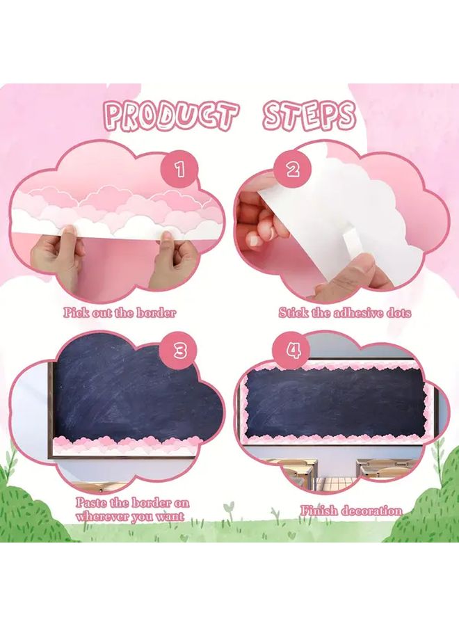 Pink Cloud Bulletin Board Borders Easy Peel Stick Wall Decals For Classroom Office - Image 5