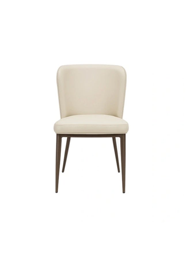 YI ONE Dining Chair – Dark Beige PU Leather Luxury Chair with Sleek Metal Legs, Modern Dining Room Furniture - Image 2