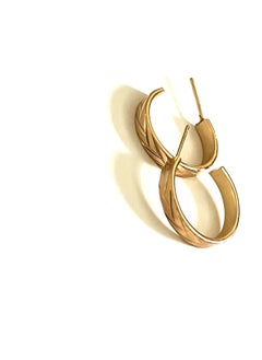 Trio Earrings Engraved Gold Semi Circled Earrings  - Image 2