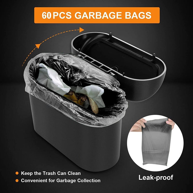 Wontolf Mini Car Trash Can Bin with Lid - 2 Packs with 30pcs Car Trash Bags - Image 4
