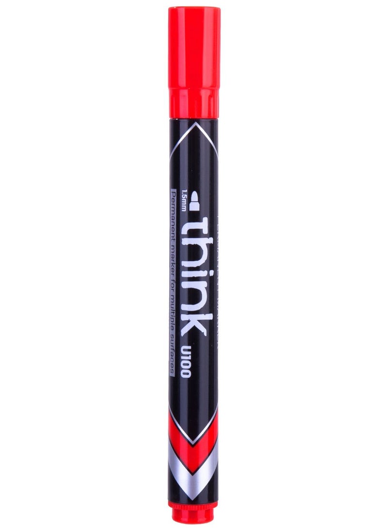 Deli 12-Piece Think Permanent Marker Bullet Red 1.5mm Low Odour Ink - Image 2
