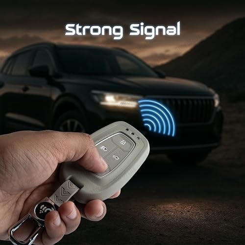 SHOPOFLUX ABS Key Cover Compatible with Tata Nexon | Harrier | Safari | Altroz | Tigor | EV | Punch | Tiago EV Electric 4 Button Smart Key Only (Light Grey ABS) - Image 3