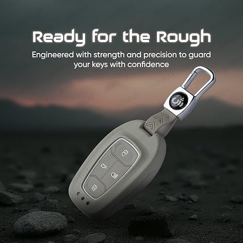 SHOPOFLUX ABS Key Cover Compatible with Tata Nexon | Harrier | Safari | Altroz | Tigor | EV | Punch | Tiago EV Electric 4 Button Smart Key Only (Light Grey ABS) - Image 5