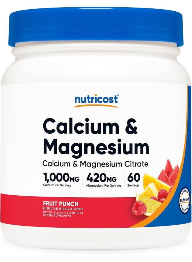 Nutricost مسحوق الكالسيوم والمغنيسيوم من نوتريكوست (نكهة فواكه، 60 حصة) - Image 1