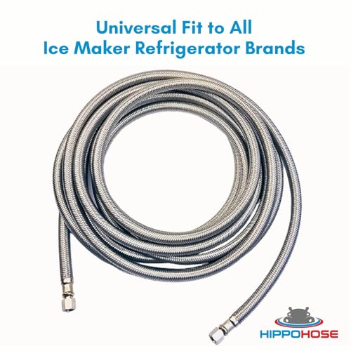 Hippohose Refrigerator Icemaker Hose (20 FT) - Universal Fit to ALL Refrigerator Brands - Icemaker Water Supply Line - ¼” x ¼” Connections - SS Refrigerator Supply Hose for Ice & Water - Image 2