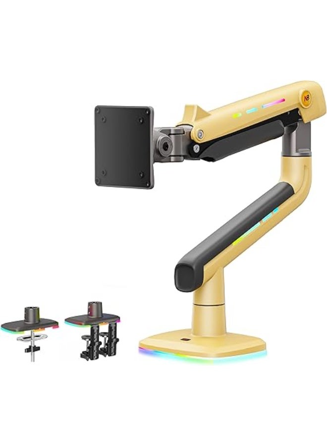 NB NORTH BAYOU NB Gaming Monitor Arm – Heavy Duty Adjustable Stand for 32–60 Inch Screens with RGB Light, Ergonomic Design & VESA Compatibility - Image 1