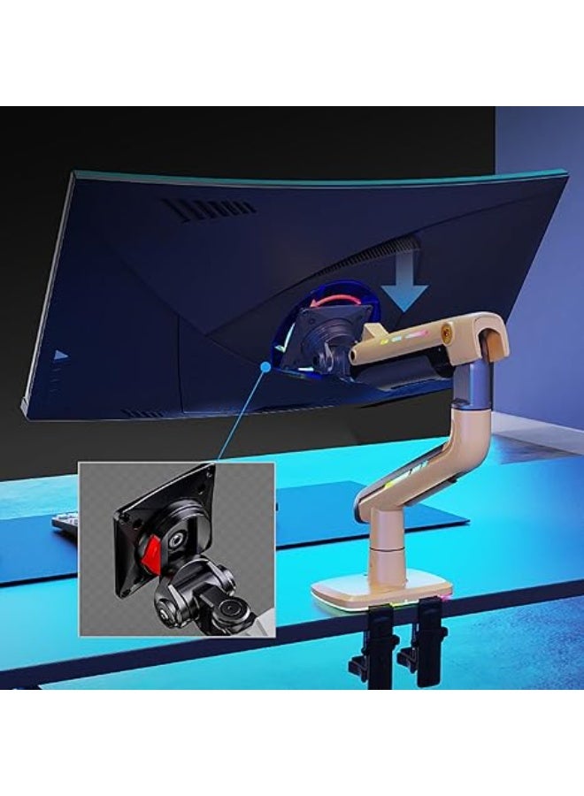 NB NORTH BAYOU NB Gaming Monitor Arm – Heavy Duty Adjustable Stand for 32–60 Inch Screens with RGB Light, Ergonomic Design & VESA Compatibility - Image 3