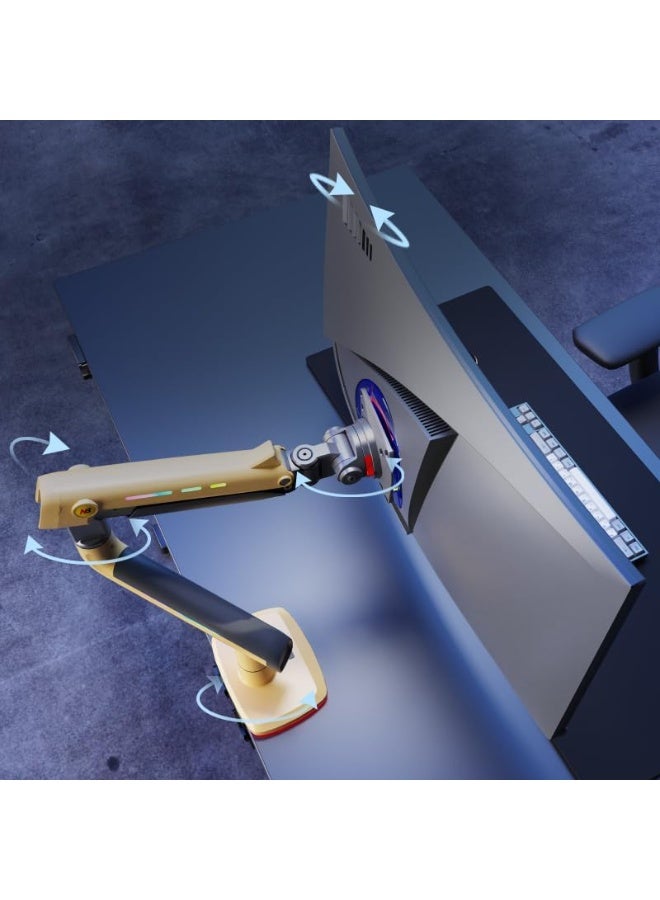 NB NORTH BAYOU NB Gaming Monitor Arm – Heavy Duty Adjustable Stand for 32–60 Inch Screens with RGB Light, Ergonomic Design & VESA Compatibility - Image 2