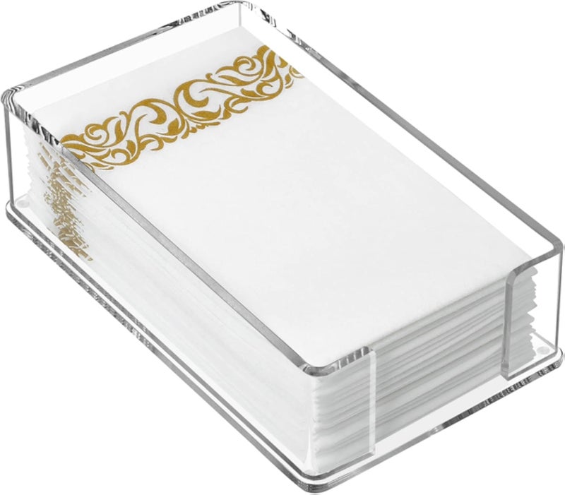 حامل مناديل ورقية شفاف مستطيل الشكل من الأكريليك من بيست ميديا، مثالي لوضعه على الطاولة أو الحمام أو المطبخ - 20 × 3 × 11 × 4 سم - تصميم عصري - قطعة واحدة - شفاف