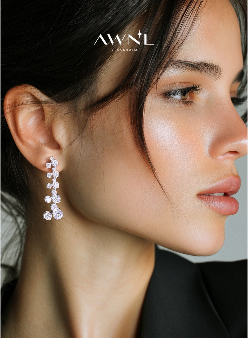 أونال أقراط "ندى النخيل" للسيدات – أناقة الفضة الإسترليني المرصعة بالزركونيا البيضاء، من مجموعة الشرق الأوسط الحصرية - Image 1