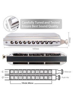Generic East top Professional Chromatic Harmonica 10 Holes 40 Tone C Instrument with Case Top Grade for Adults Professional Player Beginner Student Birthday Gift  - Image 3