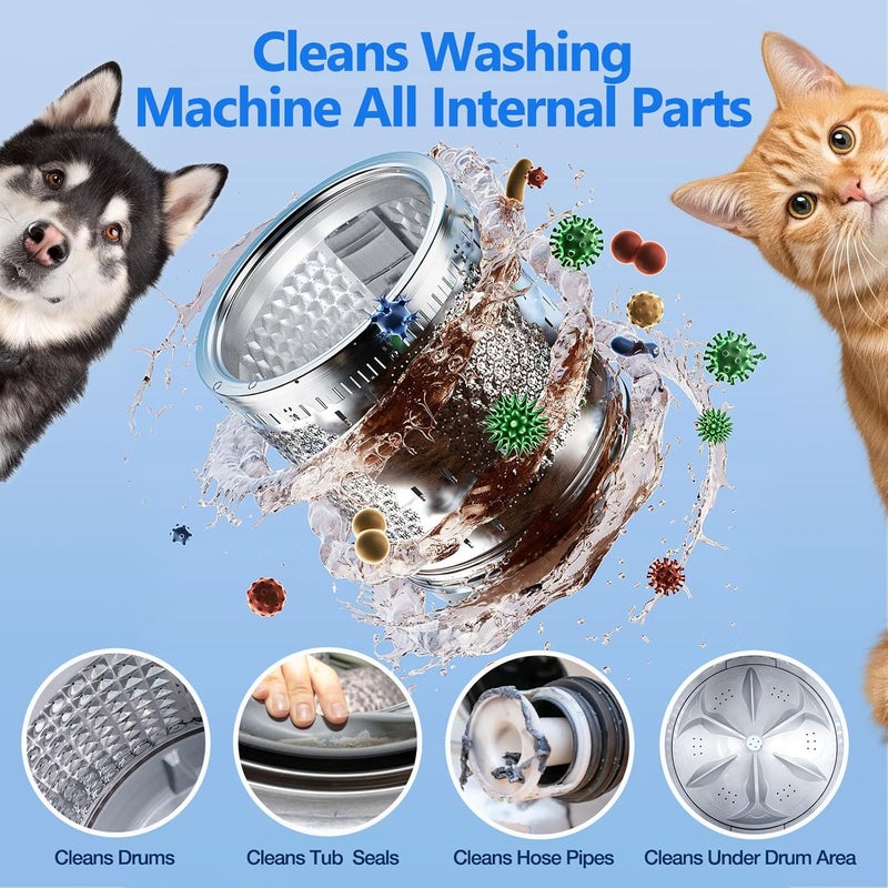 USKICH Washing Machine Cleaner Descaler 36Pack-18 Month Supply,Washer Machine Cleaner Tablets Formulated For Pet Owners Deep Cleaning Easy Remove Pet Hair,Grime,Odors For HE Front&Top Load Washer,Septic Safe Repeated detach compatible build - Image 2