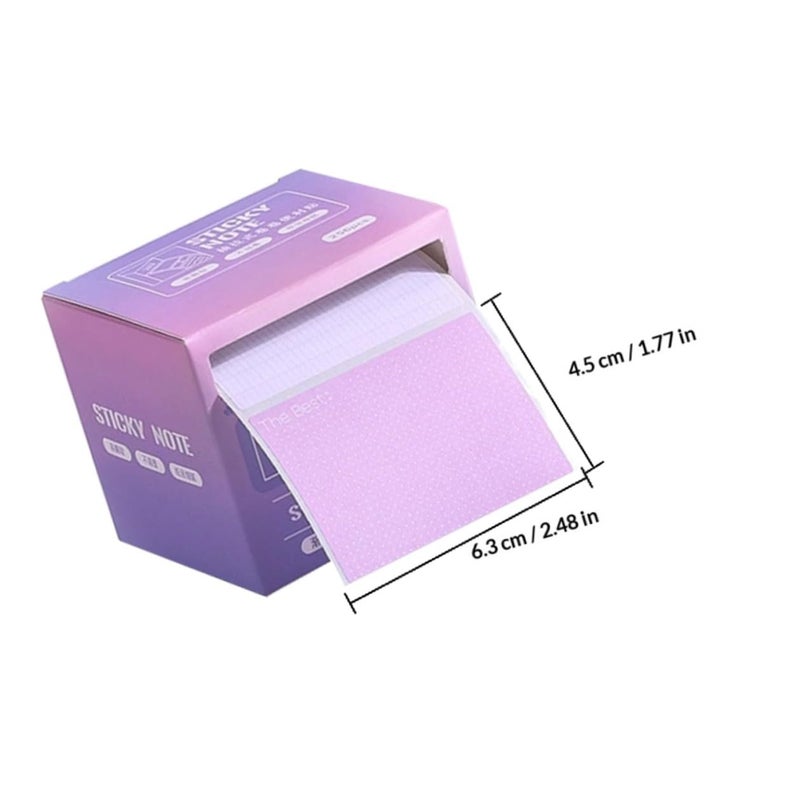 Full Adhesive Self Stick Note Pads 4pcs Gradient Colors Blue Green Purple Pink Dispenser Box - Image 3