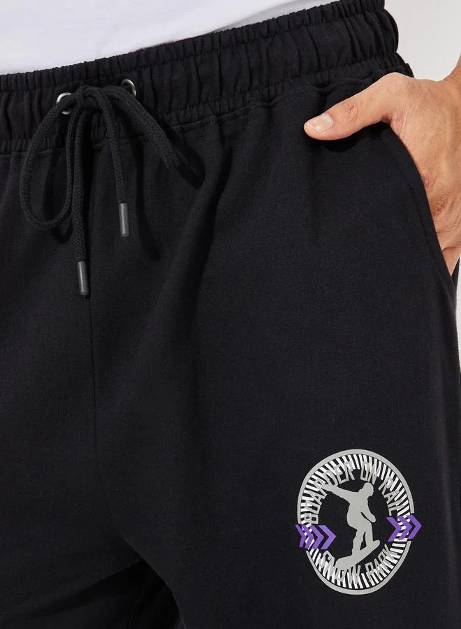 Styli Oversized Varsity Print Joggers with Elasticated Hem