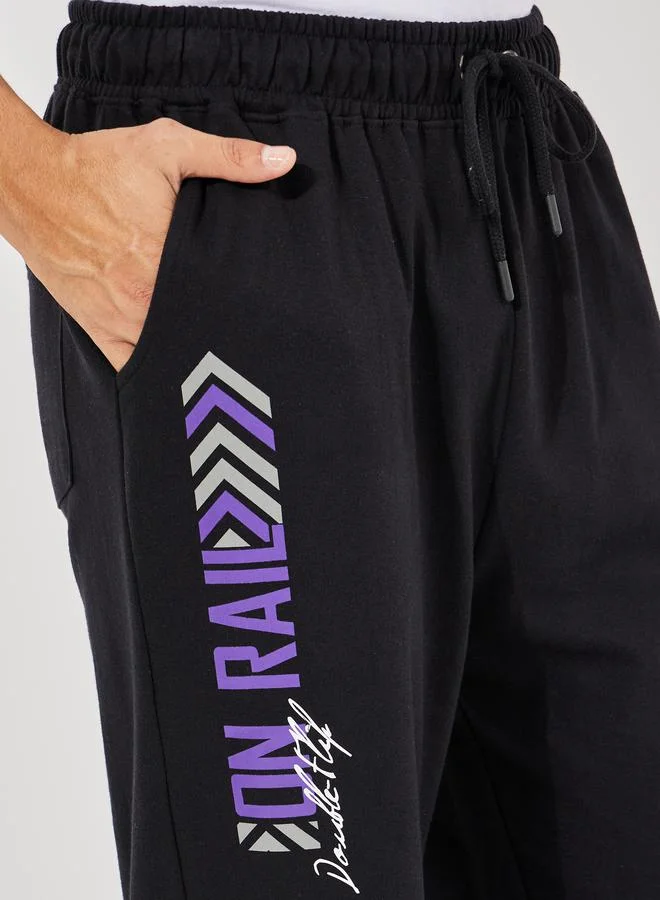 Styli Oversized Varsity Print Joggers with Elasticated Hem