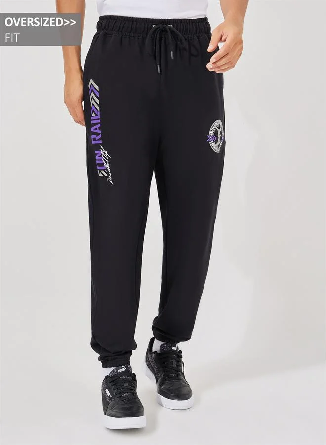 Styli Oversized Varsity Print Joggers with Elasticated Hem