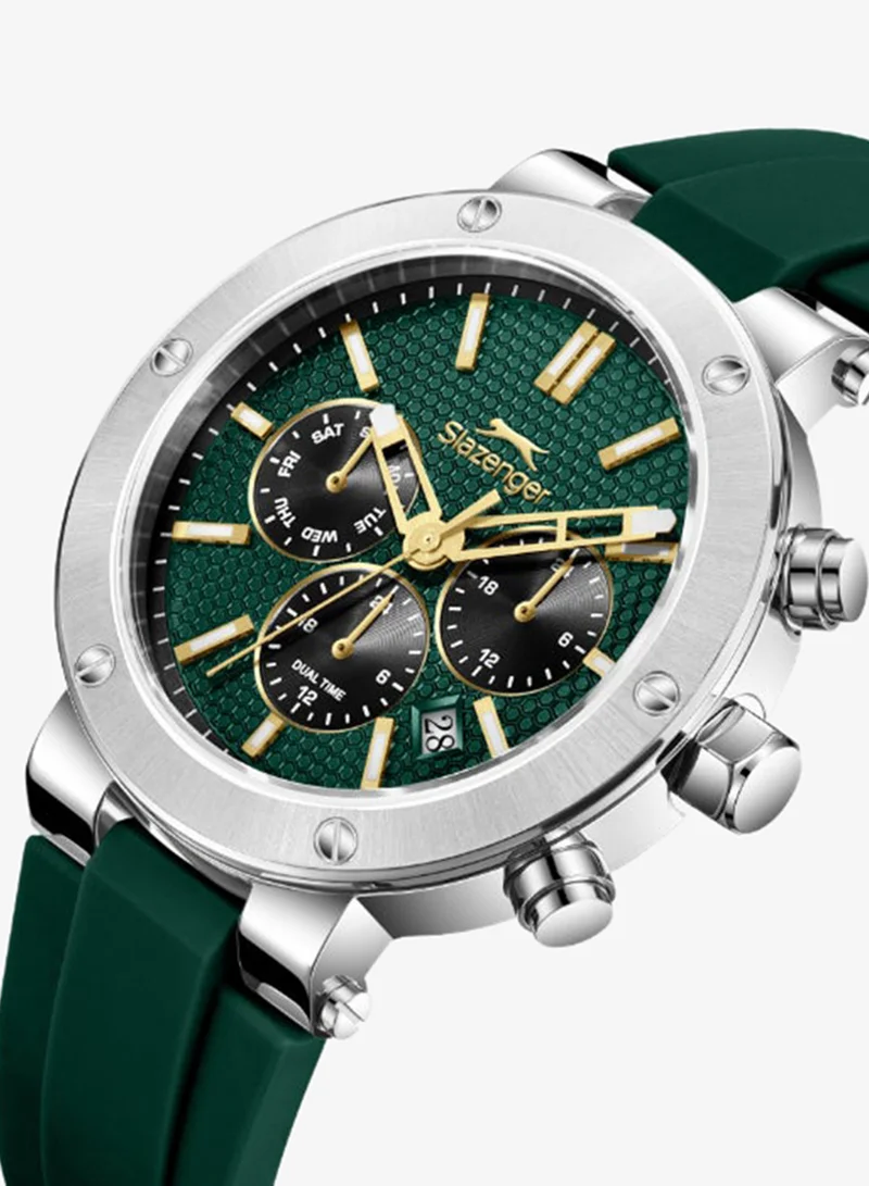Slazenger Dark green Men's Silicone Multifunction Watch SL.9.2564.2.05 - 42 mm for Men | Best Price UAE