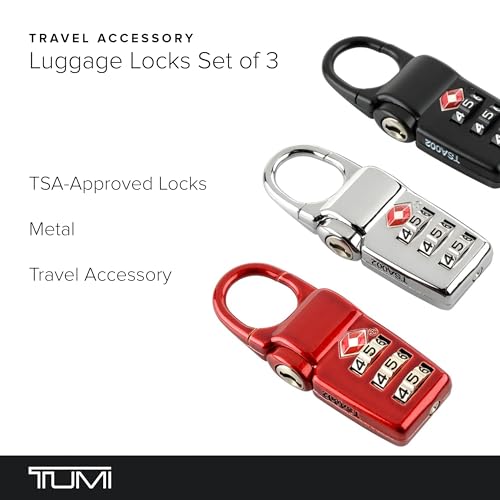 TUMI - TSA Lock Box - Combination Lock for Luggage & Backpack - TSA-Approved Locks - Travel Security Accessories - Set of 3 - Black/Silver/Red - Image 2