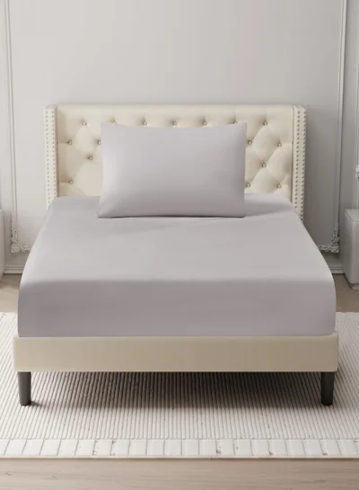 Donetella Bedding Fitted Sheet - Fits 120x200 Cm For Single Bed - 2 Pcs (1 Fitted Sheet and 1 Pillowcases) - 35 Cm Deep Pocket - Solid Bed Sheet