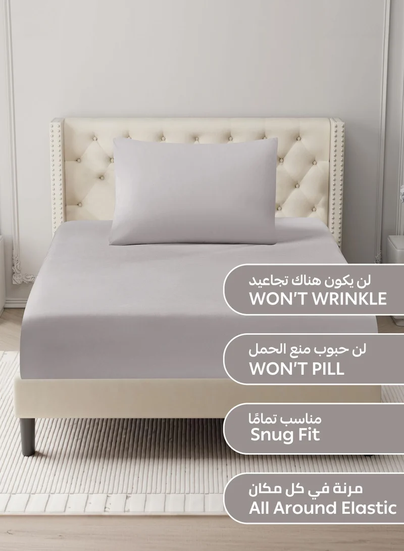 Donetella Bedding Fitted Sheet - Fits 120x200 Cm For Single Bed - 2 Pcs (1 Fitted Sheet and 1 Pillowcases) - 35 Cm Deep Pocket - Solid Bed Sheet