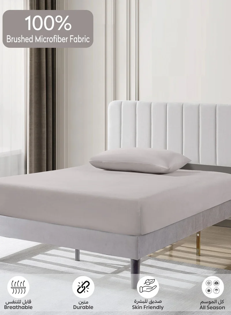 Donetella Bedding Fitted Sheet - Fits 120x200 Cm For Single Bed - 2 Pcs (1 Fitted Sheet and 1 Pillowcases) - 35 Cm Deep Pocket - Solid Bed Sheet