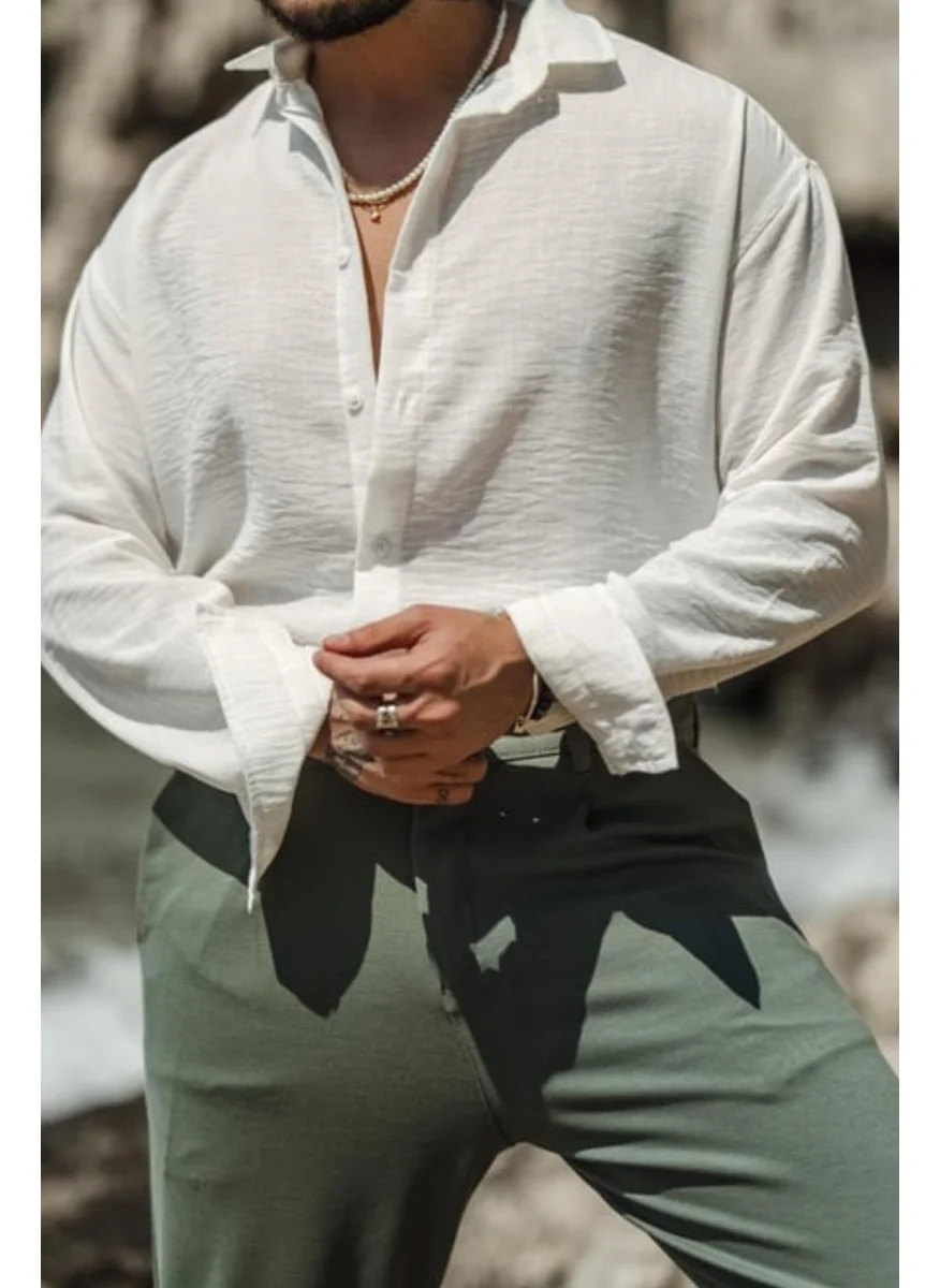Cool Tarz Cool Style Men's Long Sleeve Shirt Collar Linen Oversize Shirt