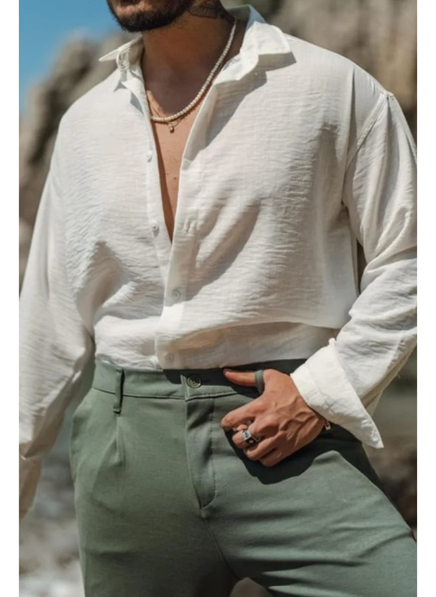 Cool Tarz Cool Style Men's Long Sleeve Shirt Collar Linen Oversize Shirt