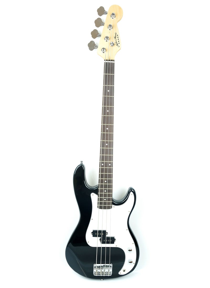 Mike Music 46inch Electric Bass Guitar Full Size 4 String Rosewood Basswood with Bag and Cable and Extra strings (Electric Bass 4 strings, Black)  - Image 2