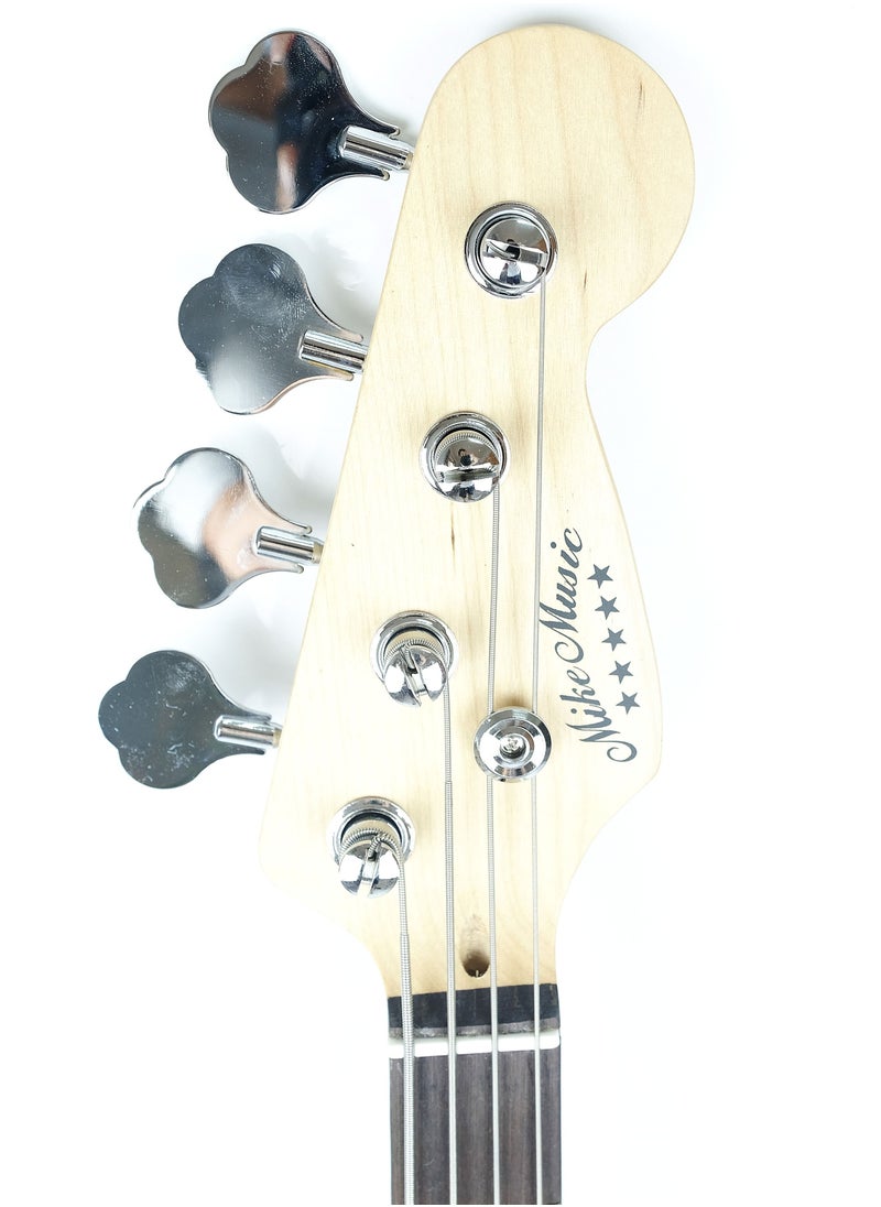 Mike Music 46inch Electric Bass Guitar Full Size 4 String Rosewood Basswood with Bag and Cable and Extra strings (Electric Bass 4 strings, Black)  - Image 4
