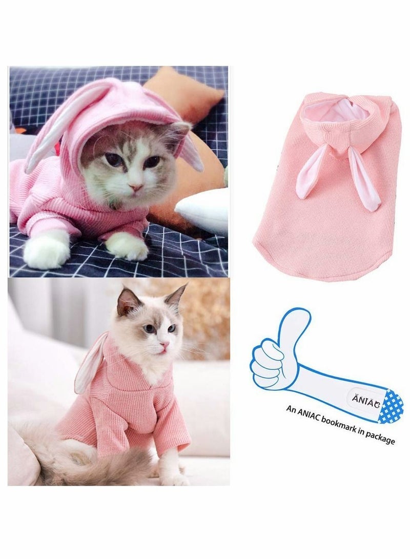 Y&D Pet Hoodie Cat Rabbit Outfit with Bunny Ears Cute Sweatshirt Spring and Autumn Puppy Knitted Sweater Kitty Soft Knitwear - Image 2