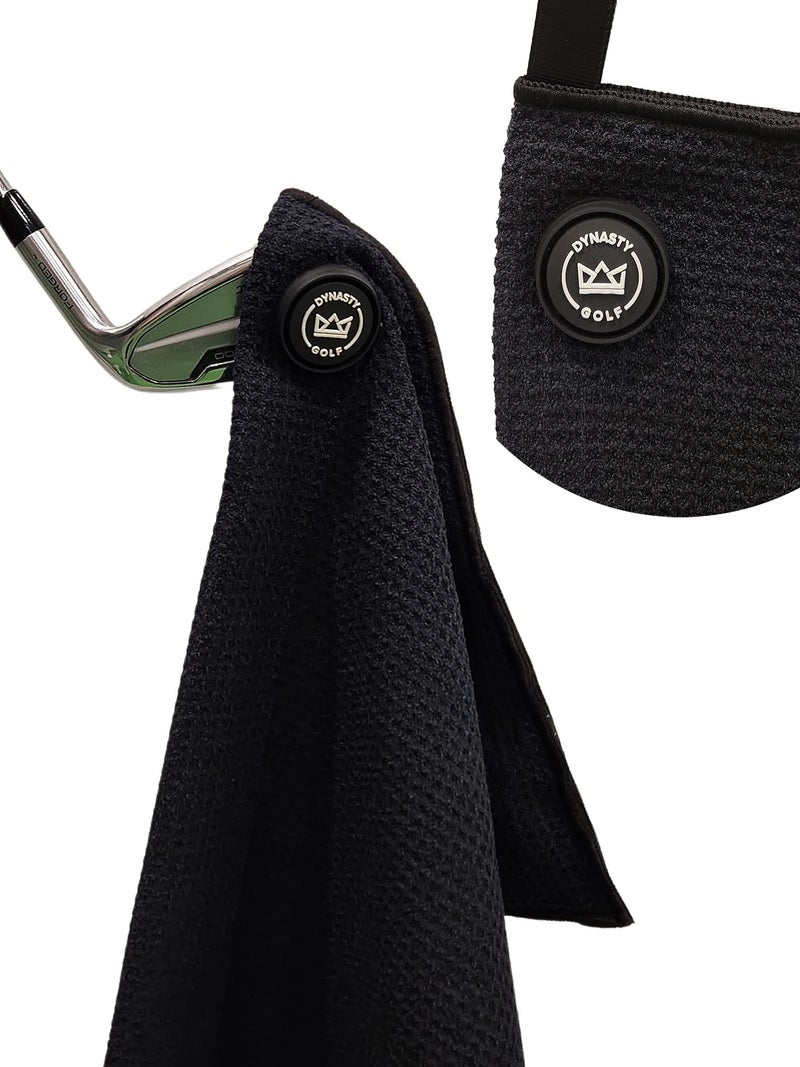 Magnetic Golf Towel for Golf Bags Microfiber Golf Towels for Men Women Waffle Golf Bag Towel with Magnet Black