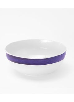 Melamine Serving Bowl with Serving Spoon and Fork 
Set of 1 (D 26cm H 10cm)bleu Blanc