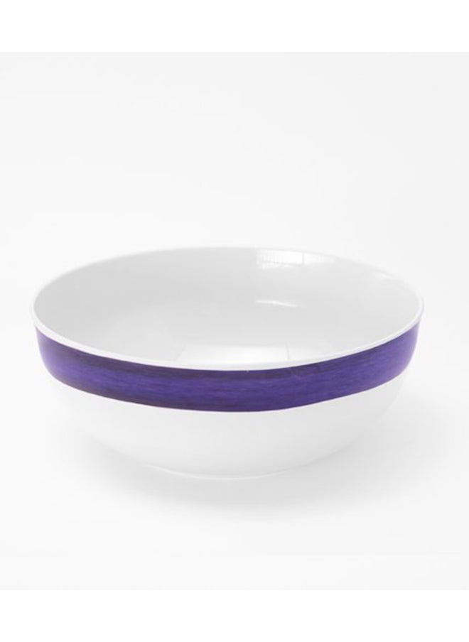 Bright Designs - Melamine Serving Bowl with Serving Spoon and Fork 
Set of 1 (D 26cm H 10cm)bleu Blanc - Image 1